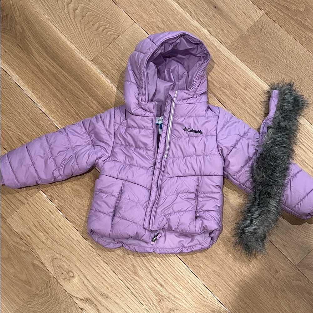 Columbia Lavender Quilted Jacket with Removable Fur Trim
